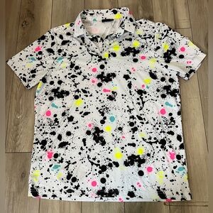 Sunday Swagger Splatter Polo Golf Shirt Multicolor Short Sleeve men’s large